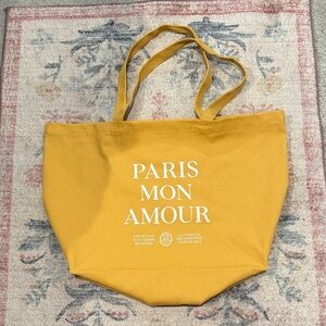 NWOT Sézane Paris Mon Amour yellow cotton tote